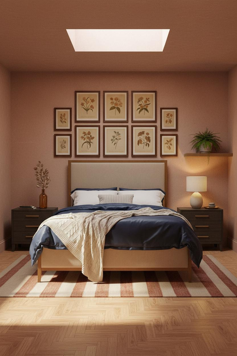 Warm Neutral Bedroom Botanical Gallery Wall