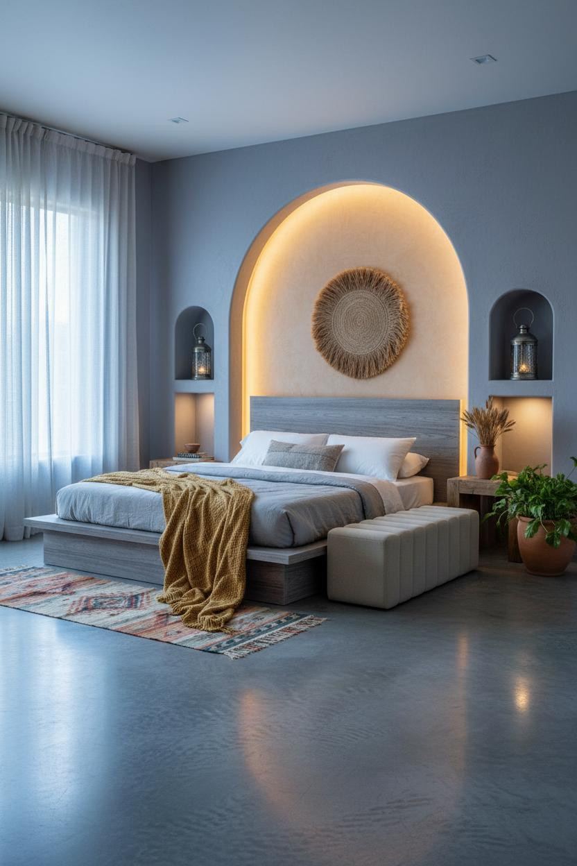 Western Boho Bedroom Ideas Adobe Alcove Indigo Walls Modern Chic Design