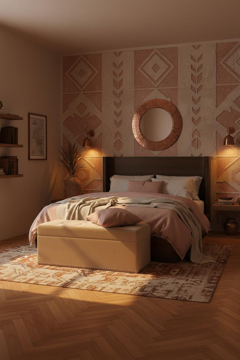 Western Boho Bedroom Ideas Modern Chic Desert Design Warm Plaster Copper Accents