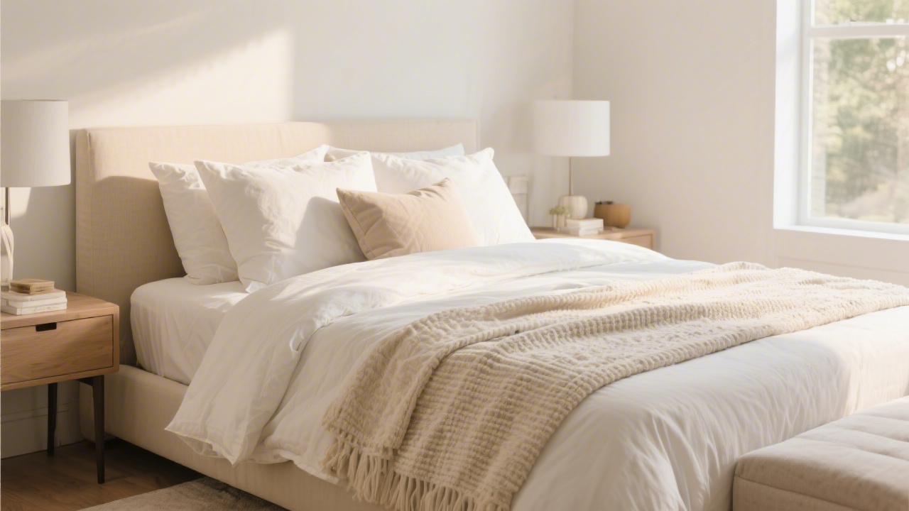 Queen size bed with 60x80 inch mattress in contemporary bedroom