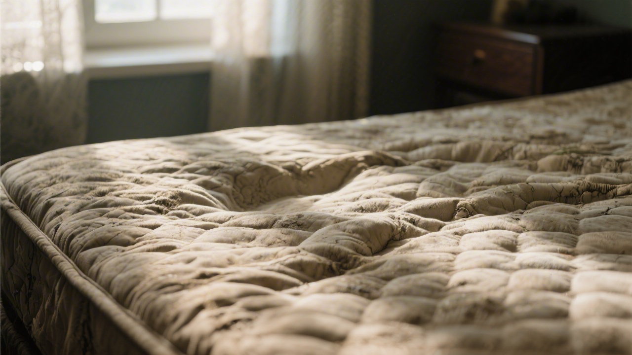 Old worn mattress showing signs of replacement needed