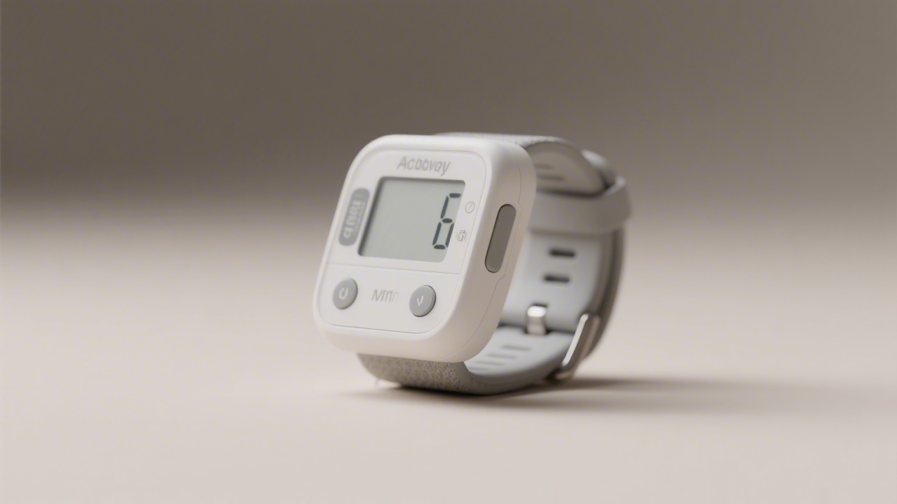 Clinical actigraphy wrist monitor on neutral background