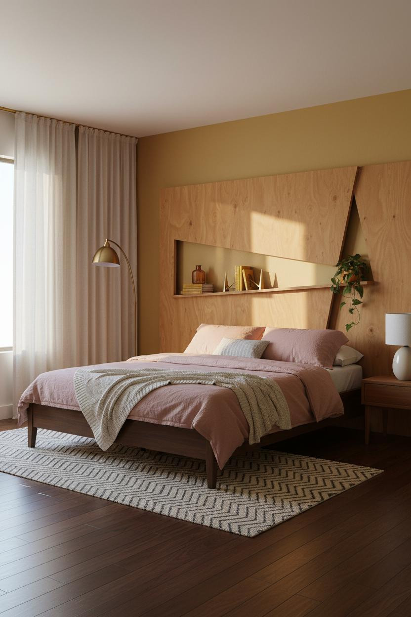 60s Bedroom Geometric Headboard MCM