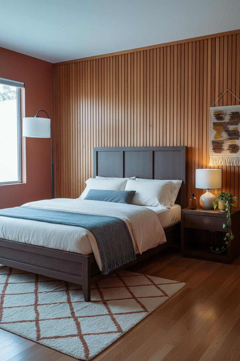60s Bedroom Teak Headboard Midcentury