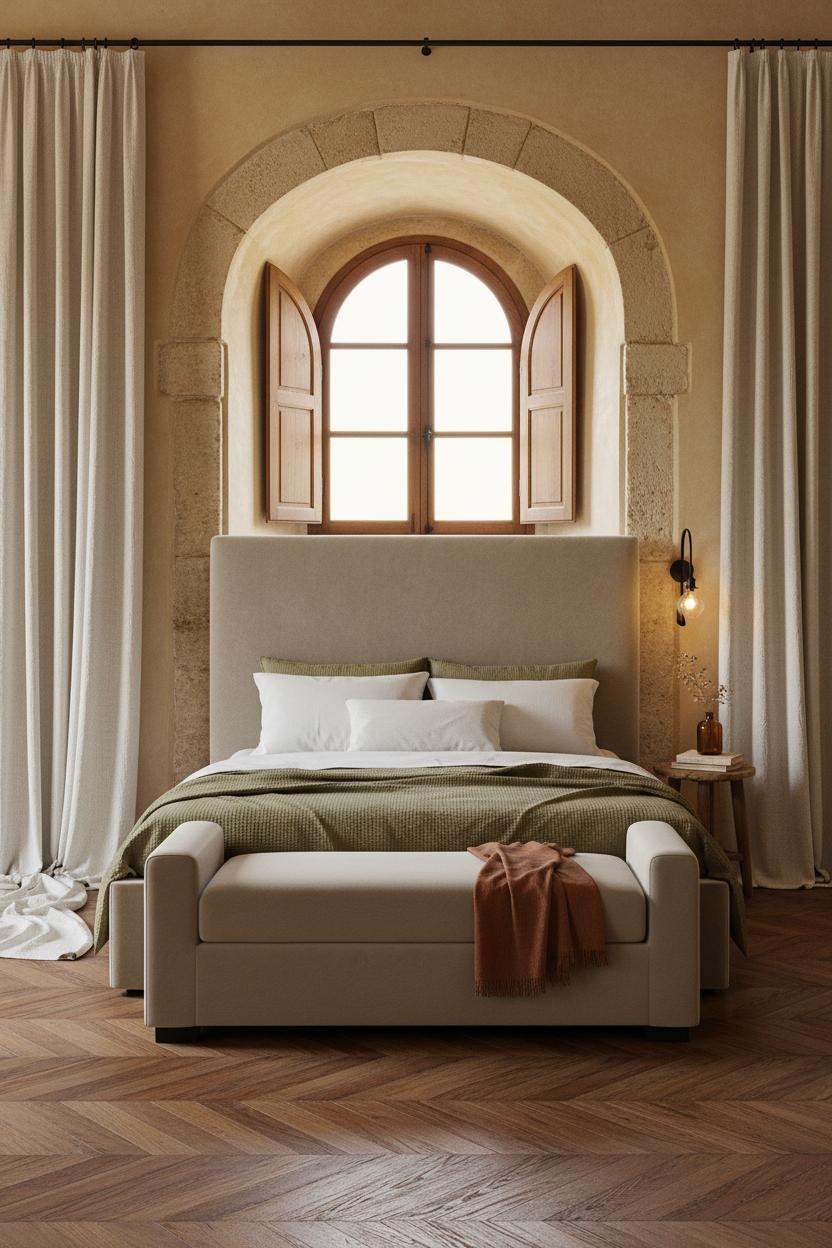 Antique Farmhouse Bedroom Arched Alcove