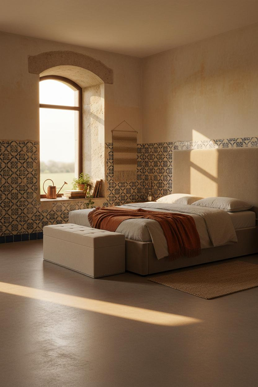 Antique Farmhouse Bedroom Azulejo Tiles