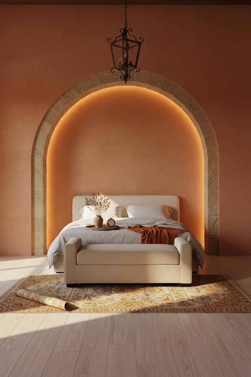 Antique Farmhouse Bedroom Tuscan Stone Archway