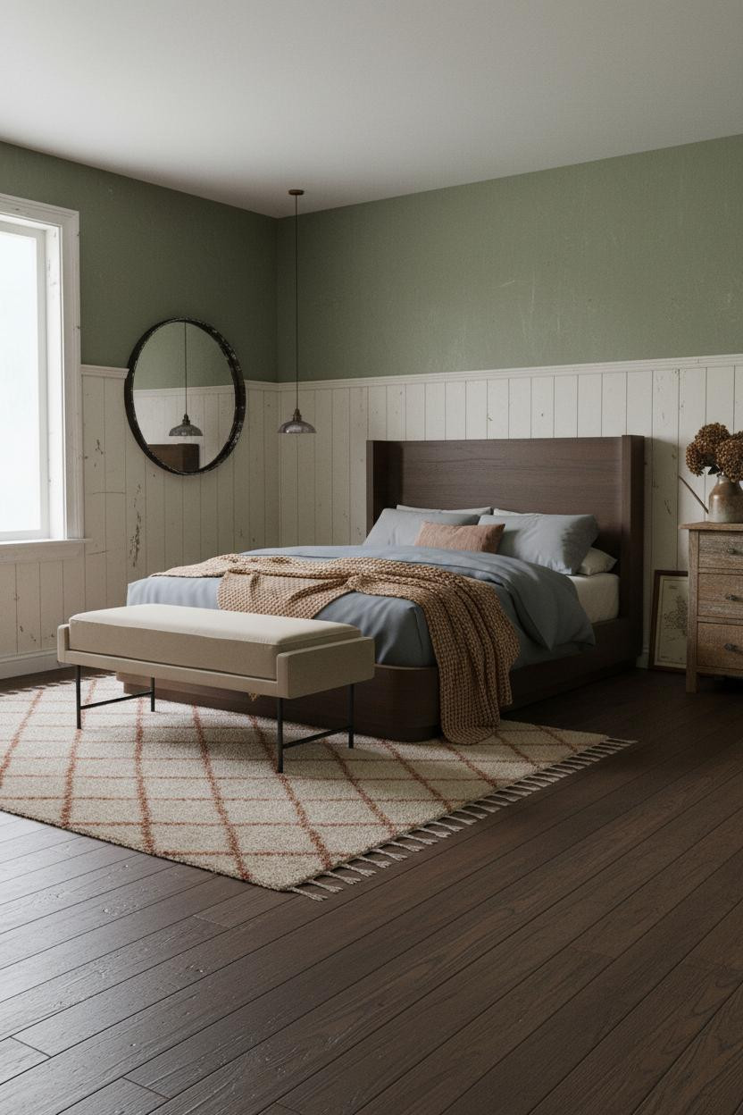 Antique Farmhouse Bedroom Vintage Wainscoting