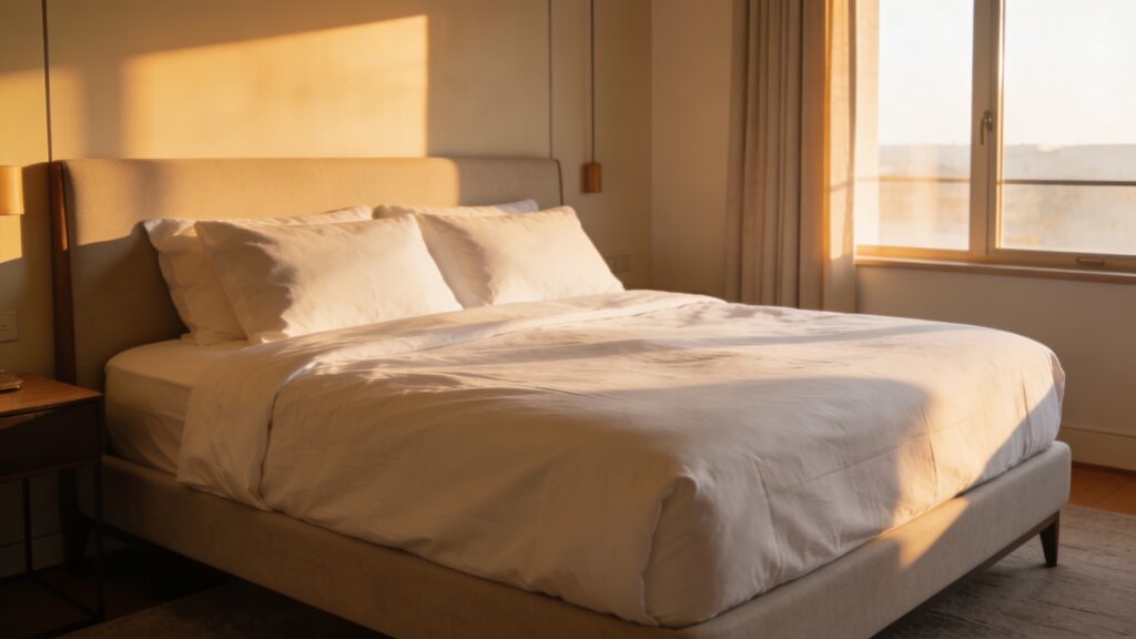 Bedroom Lighting Guide: How Light Affects Sleep and What to Change (MattressNut Sleep Lab editorial photo)