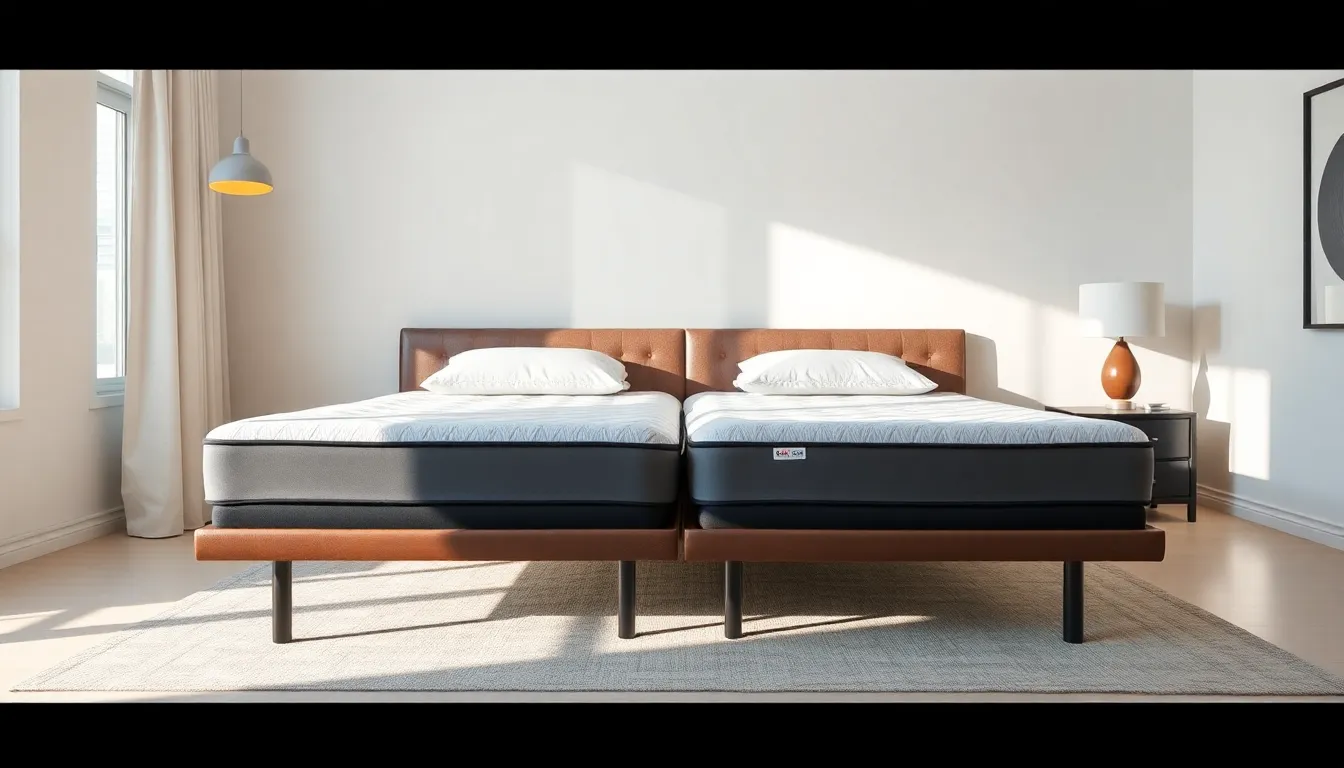 Split-King mattress on adjustable base in master bedroom for heavy couples