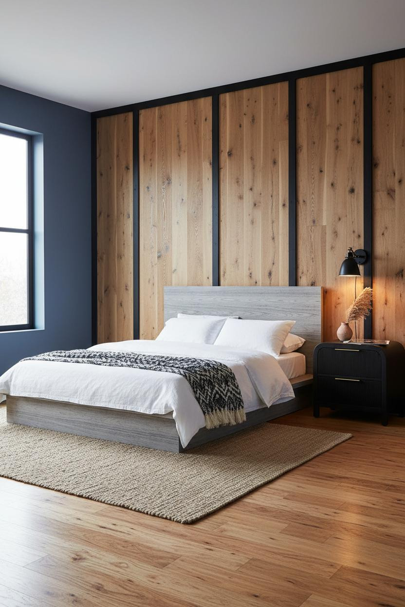 Black Oak Bedroom Board Batten Industrial