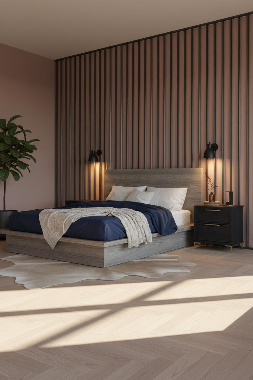 Black Oak Bedroom Industrial Iron Design