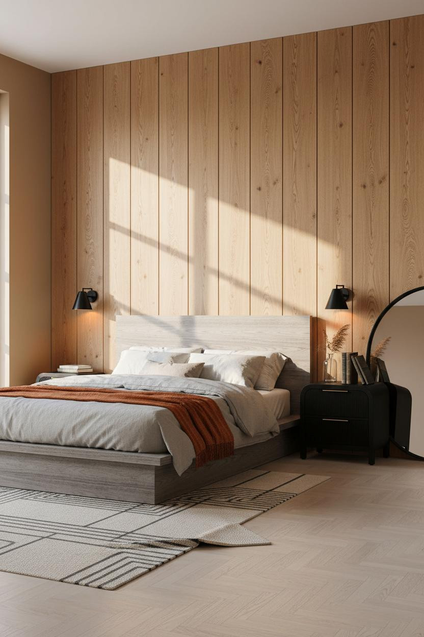 Black Oak Bedroom MCM Paneling