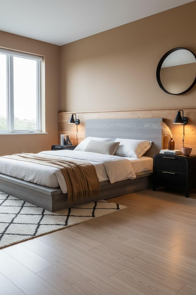 Black Oak Bedroom Honey Wainscoting Design