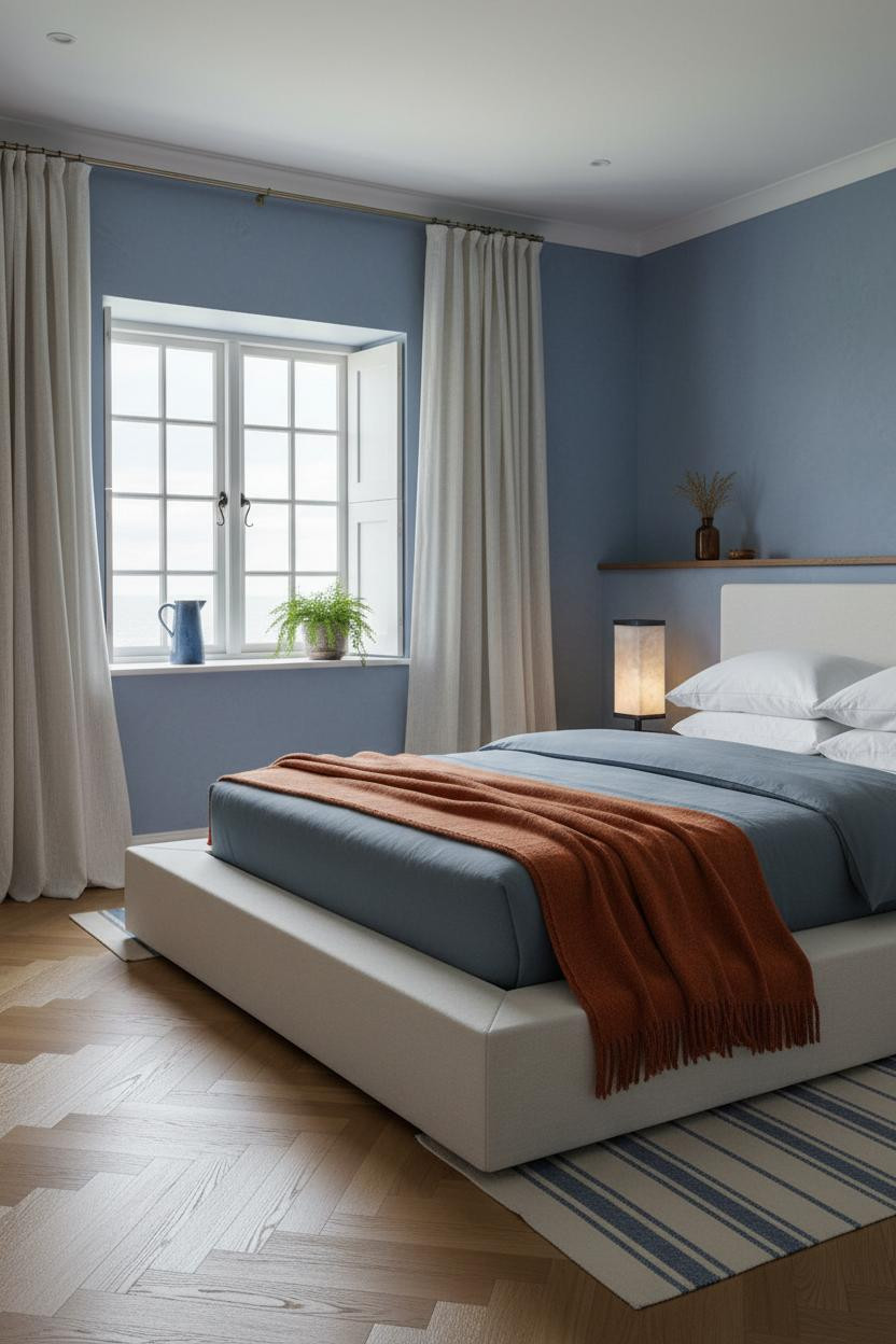 Blue Cottage Bedroom Coastal Window