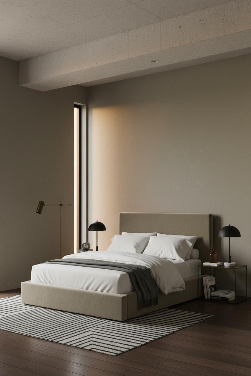 Contemporary Minimalist Bedroom Concrete Beam