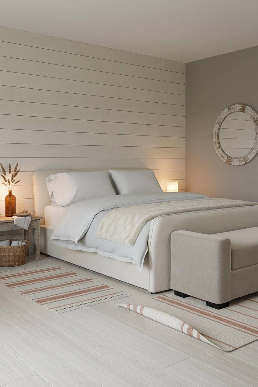 Cottage Bedroom Shiplap Cream Vintage