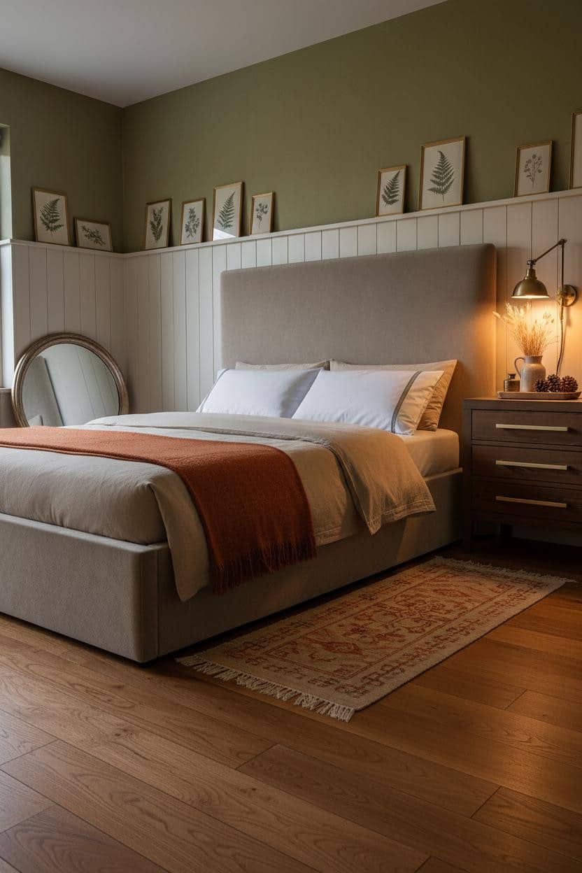 Cottagecore Bedroom Vintage Brass Wainscoting