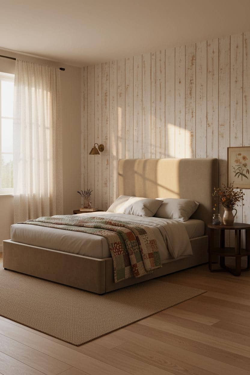 Cottagecore Bedroom Whitewashed Shiplap Vintage