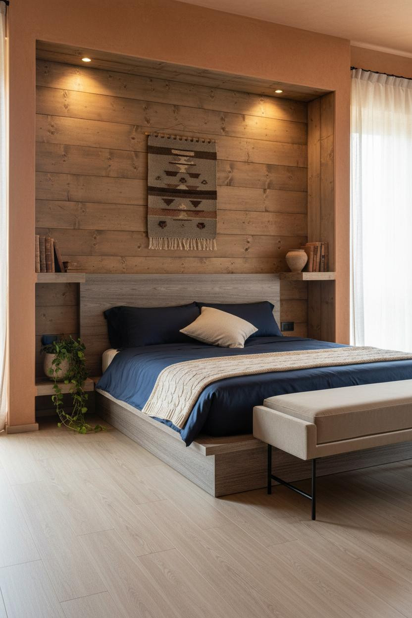 Country Bedroom Farmhouse Alcove Design Aged Pine