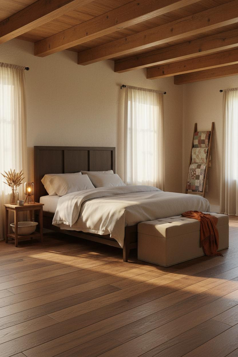 Country Bedroom Farmhouse Rustic Ideas Exposed Wood Beams