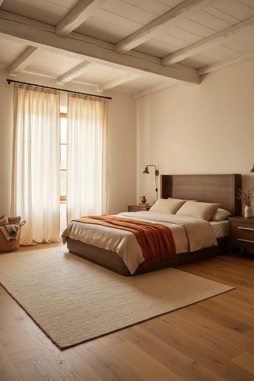 Country Bedroom Farmhouse Exposed Beams