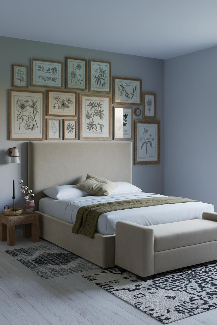 Country Bedroom Gallery Wall Farmhouse Botanical Frames