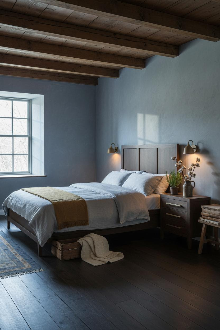 Country Bedroom Swedish Manor Walnut Beams