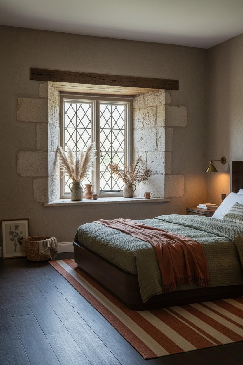 Country Cottage Bedroom Stone Alcove Vintage