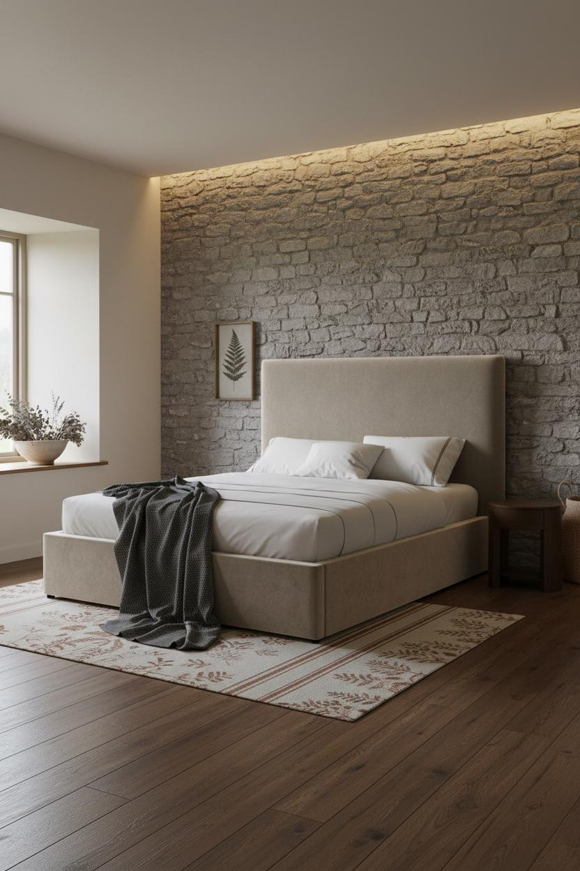 Country Cottage Bedroom Stone Wall