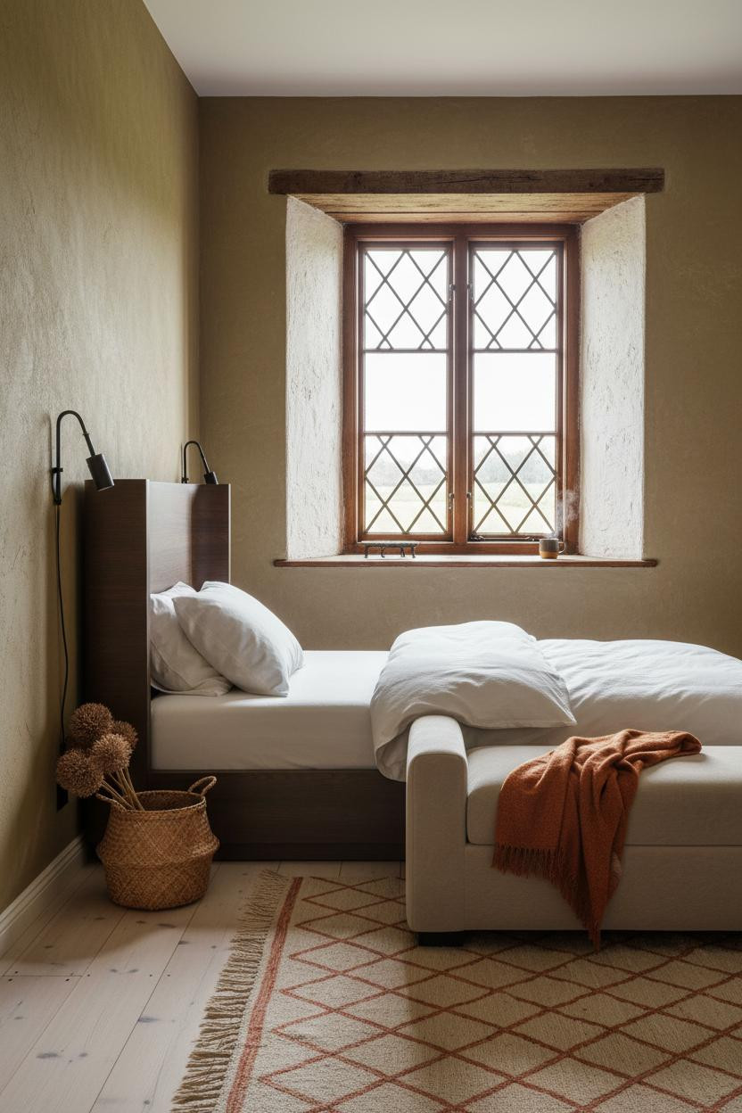 Country Cottage Bedroom Whitewashed Stone Window