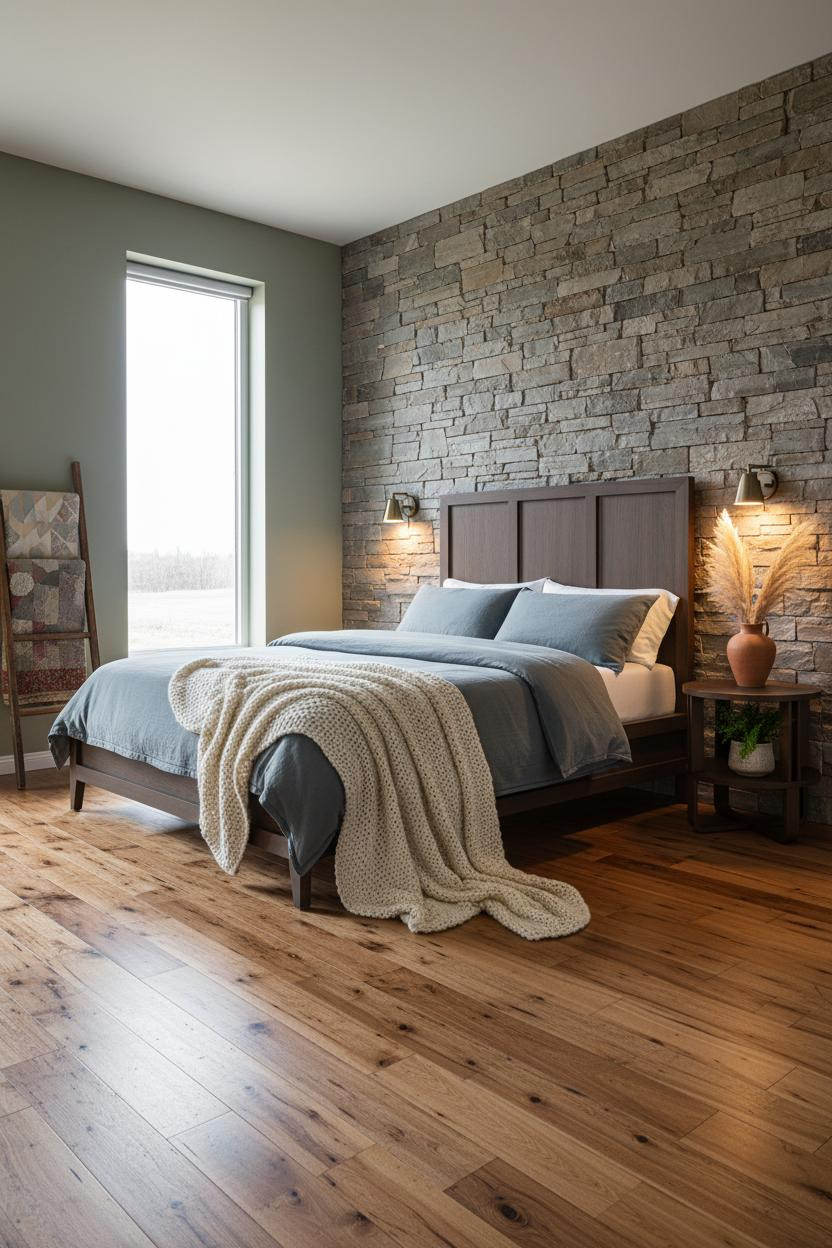 Country Farmhouse Bedroom Stone Wall Decor