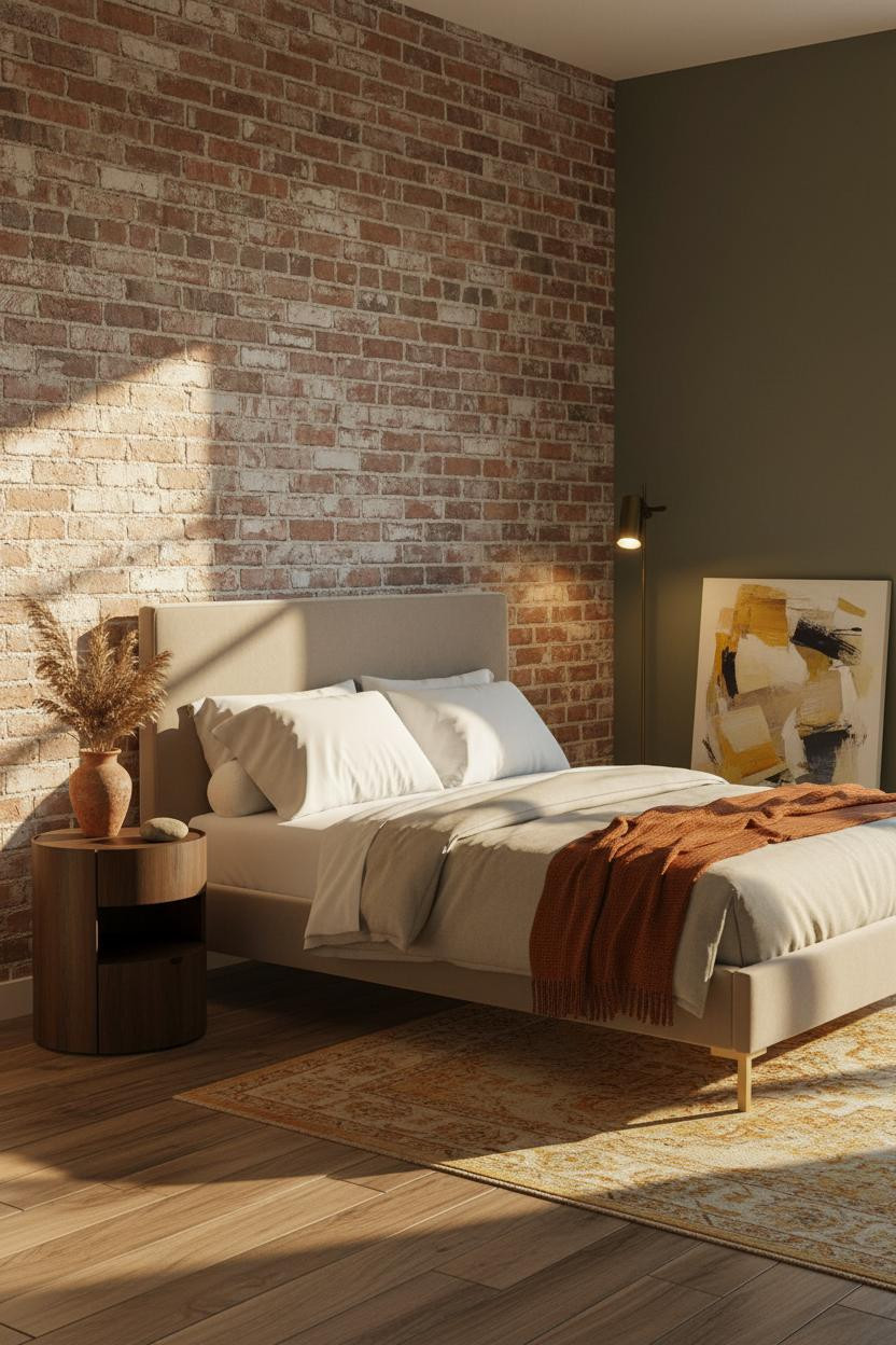 Cozy Eclectic Bedroom Vintage Brick