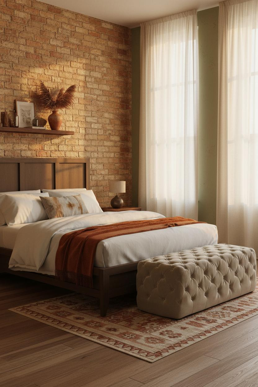 Cozy Eclectic Bedroom Exposed Brick Vintage