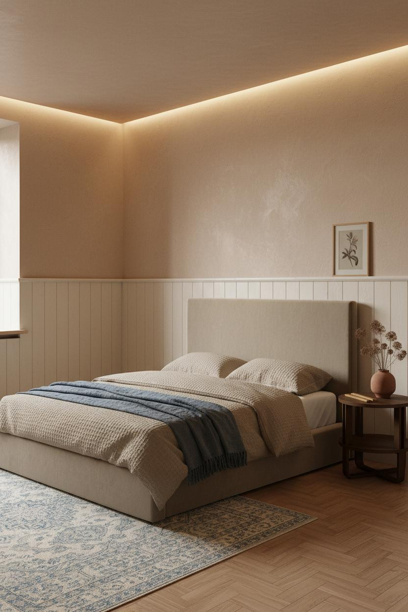 Cozy Eclectic Bedroom Vintage Wainscoting