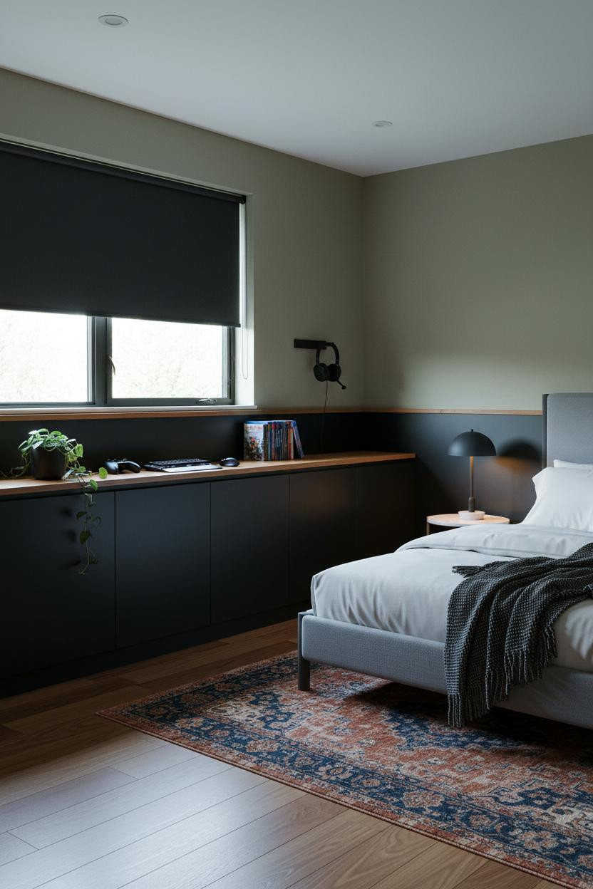 Cozy Gamer Bedroom MCM Wainscoting