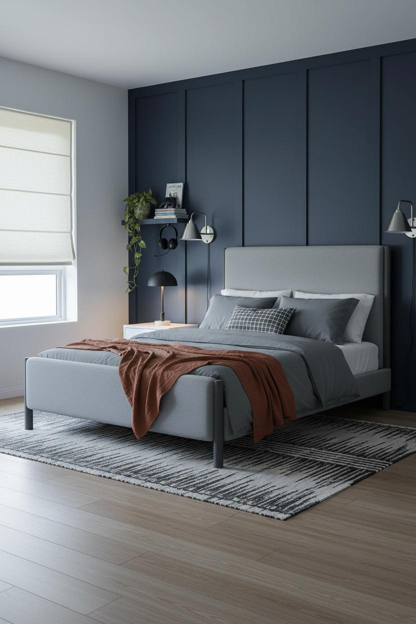 Cozy Gamer Bedroom Navy Aesthetic
