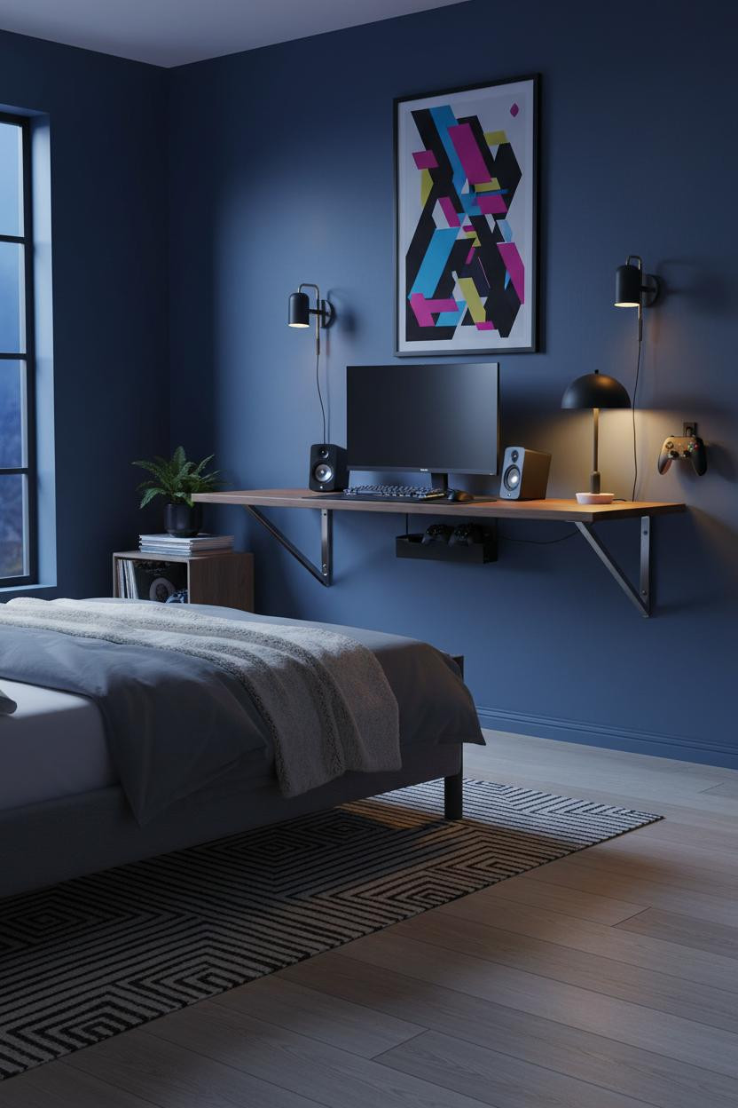 Cozy Gamer Bedroom Warm Desk Lamp
