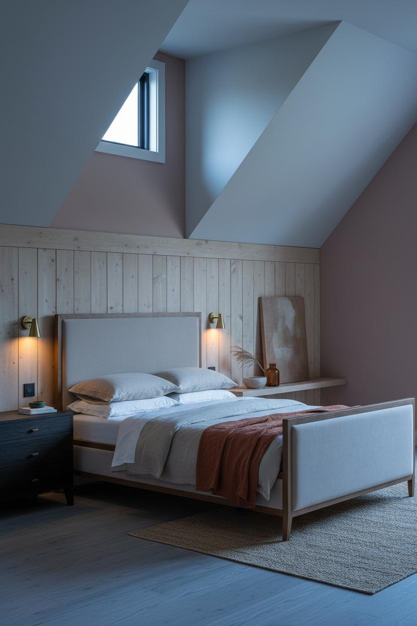 Cozy Minimalist Attic Bedroom Board and Batten