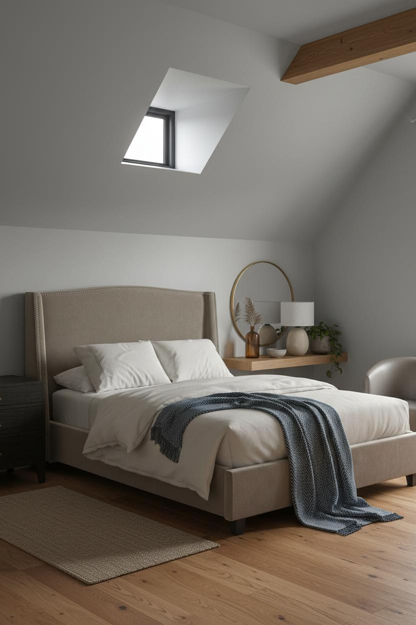 Cozy Minimalist Attic Bedroom Warm Wood