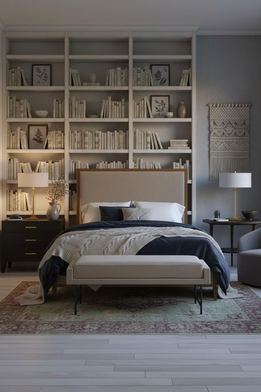 Cozy Vintage Bedroom Romantic Shelving