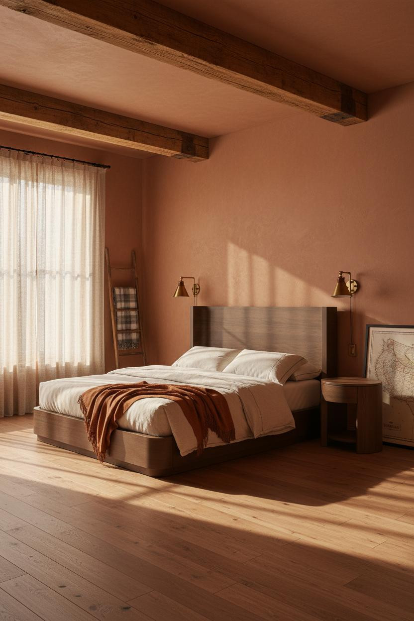 Cozy Western Bedroom Rustic Oak Beam