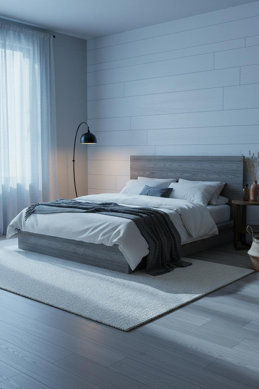 Cozy Western Bedroom Whitewashed Shiplap