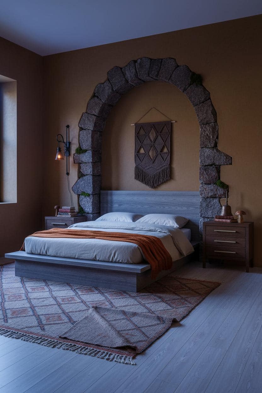 Dark Cottagecore Bedroom Stone Arch Forestcore