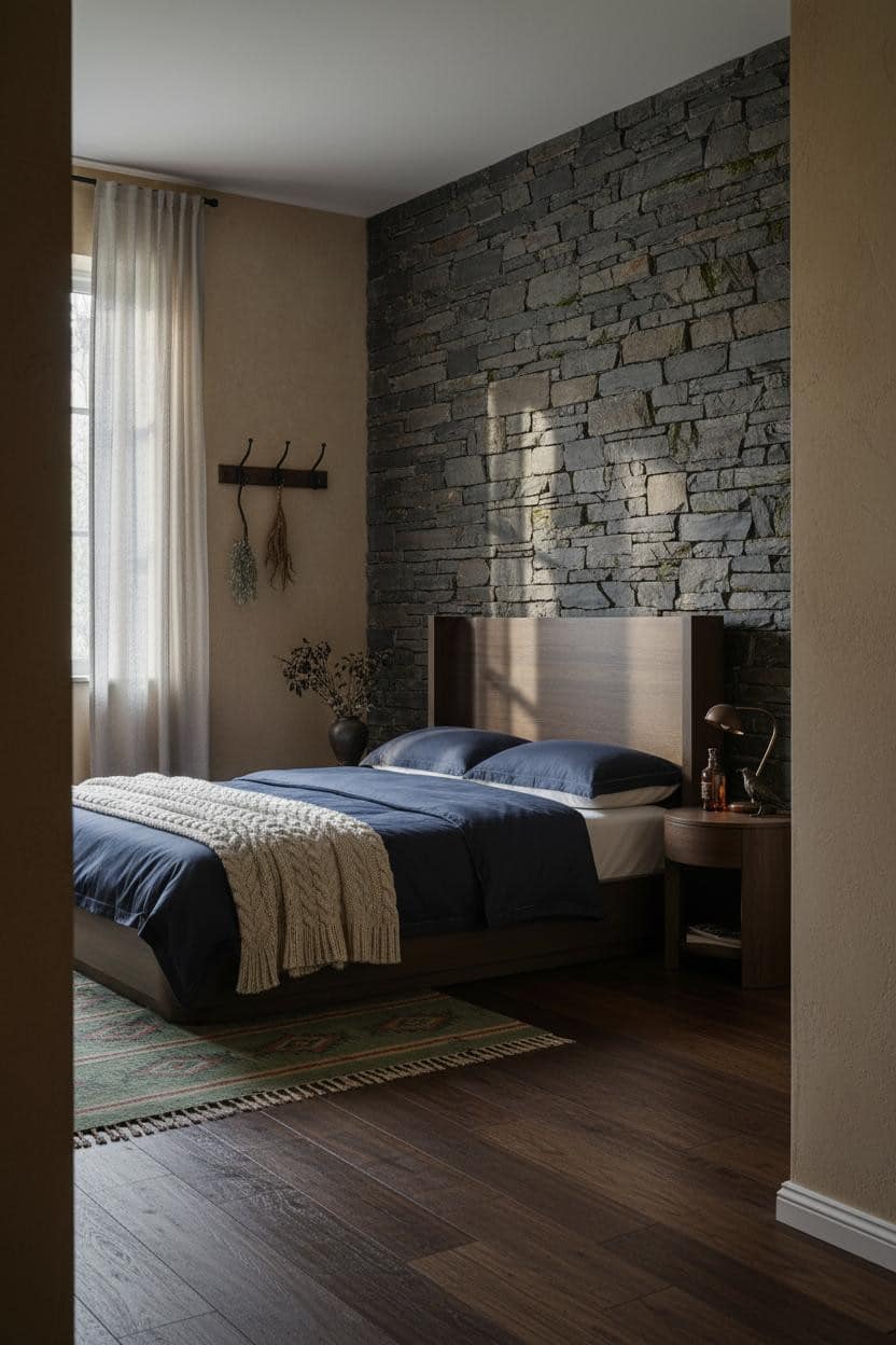Dark Cottagecore Bedroom Stone Wall Forestcore