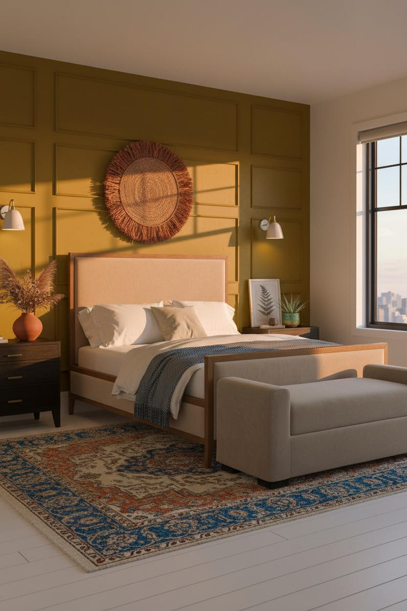 Dopamine Bedroom Mustard Accent Wall
