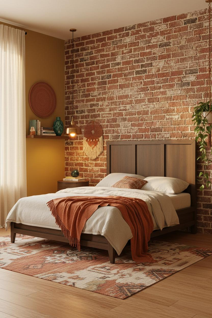 Dopamine Decor Bedroom Eclectic Brick