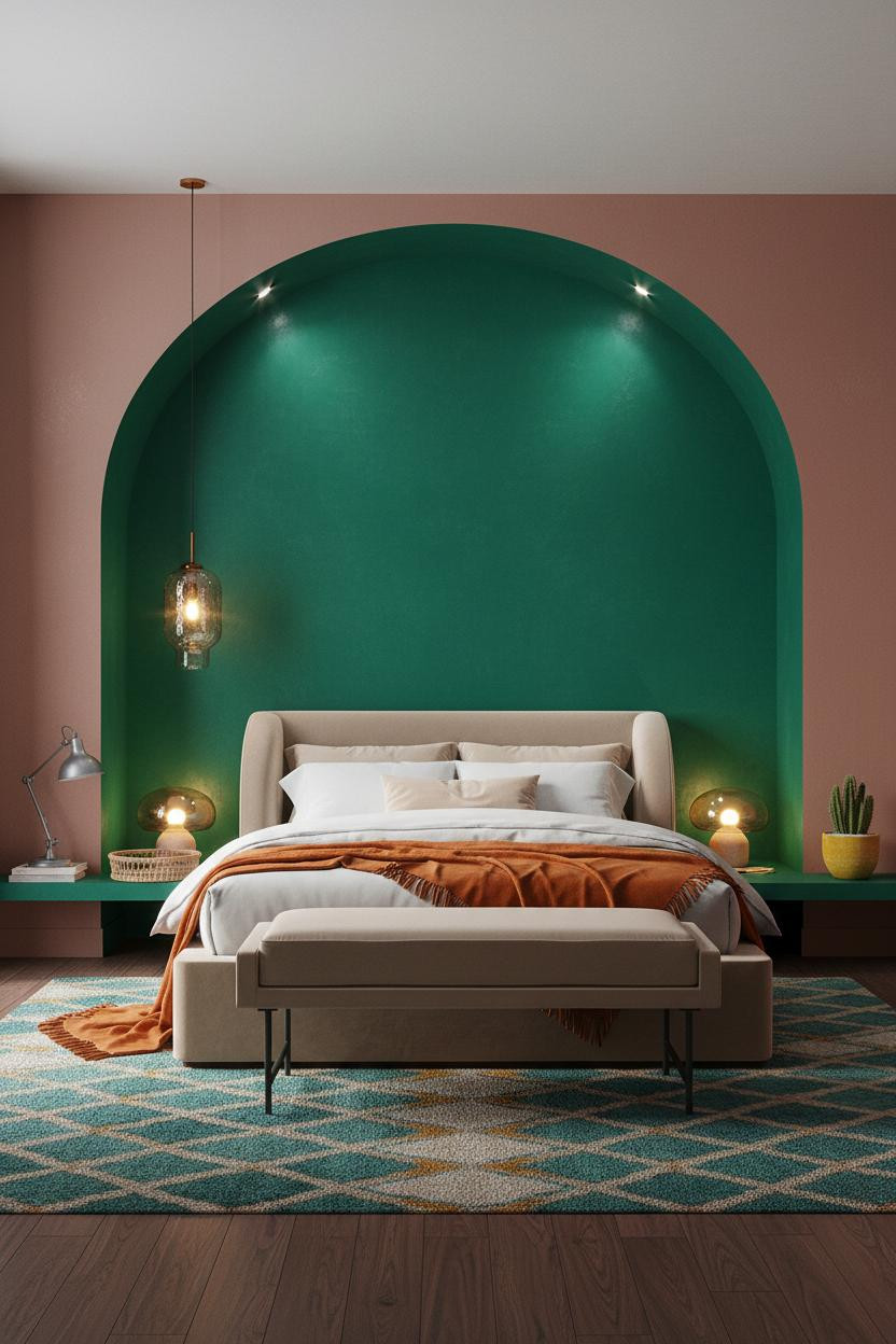 Dopamine Decor Bedroom Emerald Alcove Maximalist