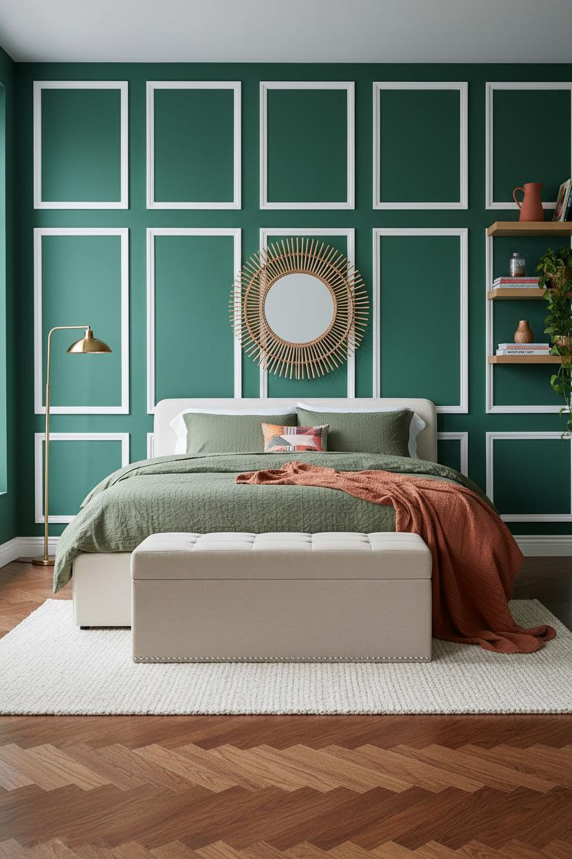 Dopamine Decor Bedroom Forest Green Paneling