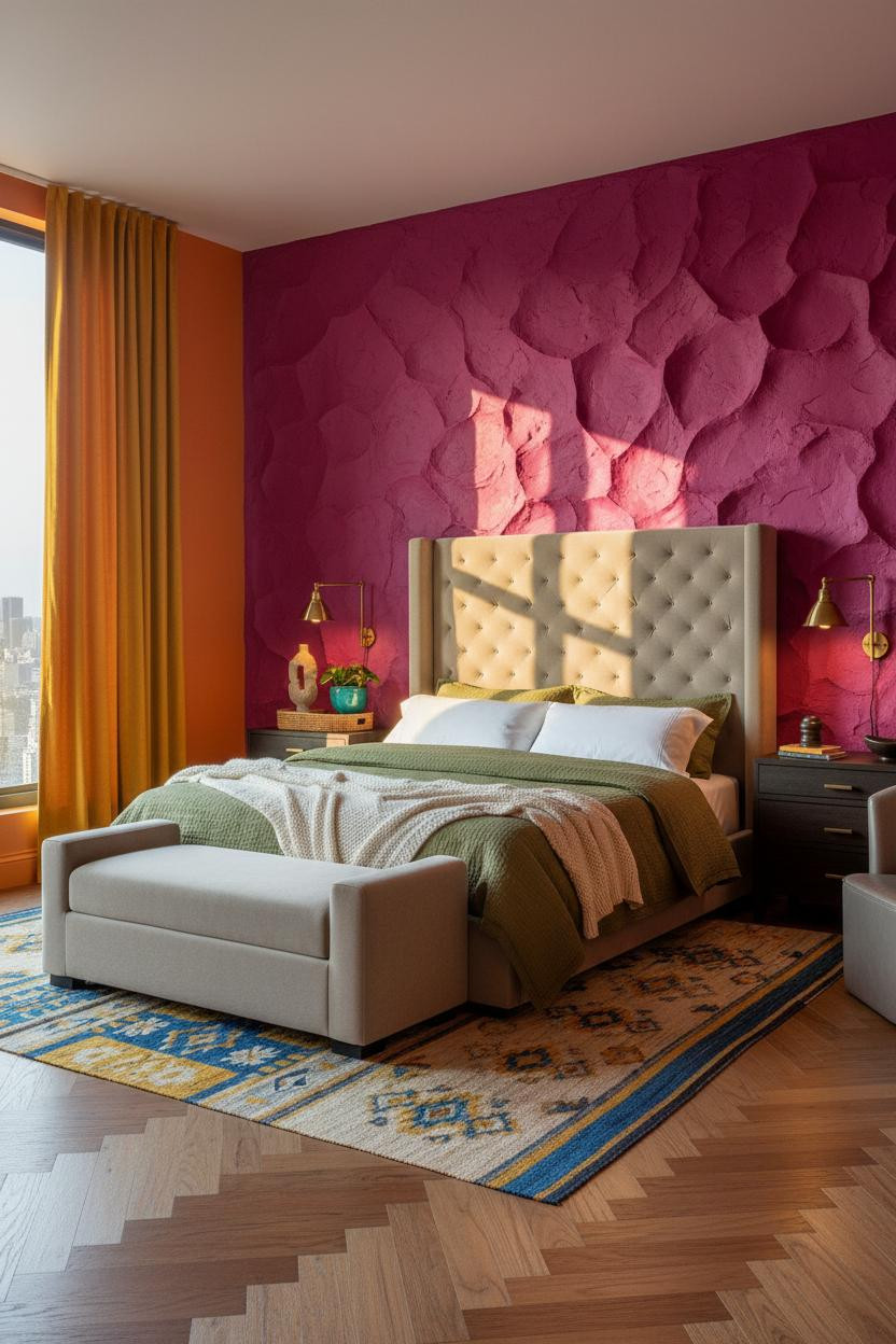 Dopamine Decor Bedroom Fuchsia Plaster Maximalist